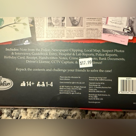 ThinkFun | Cold Case Mystery Game 1 to 4 Players, Ages 14+ - Picture 6 of 6